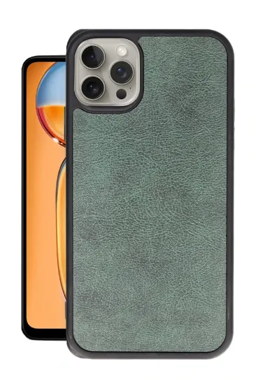 Newface iPhone 14 Pro Kılıf Aras Deri Kapak - Koyu Yeşil resmi