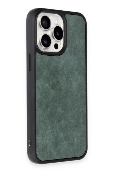 Newface iPhone 14 Pro Kılıf Aras Deri Kapak - Koyu Yeşil resmi