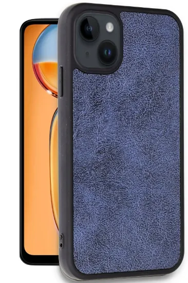 Newface iPhone 15 Kılıf Aras Deri Kapak - Lacivert resmi