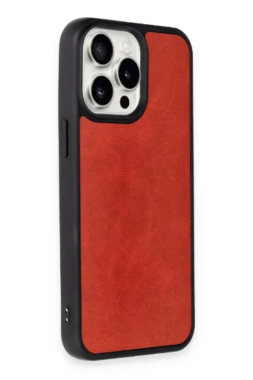 Newface iPhone 15 Pro Kılıf Aras Deri Kapak - Kırmızı resmi