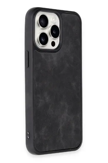 Newface iPhone 15 Pro Max Kılıf Aras Deri Kapak - Siyah resmi