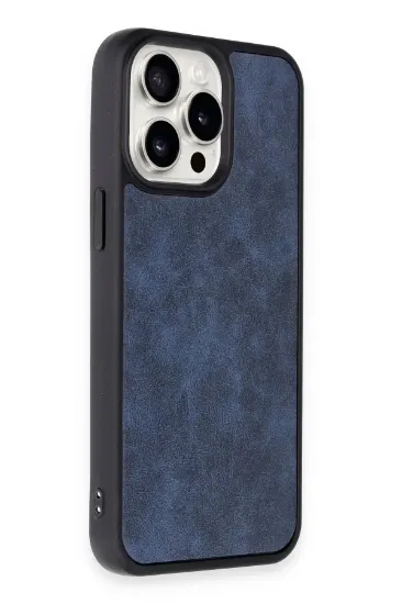 Newface iPhone 15 Pro Max Kılıf Aras Deri Kapak - Lacivert resmi