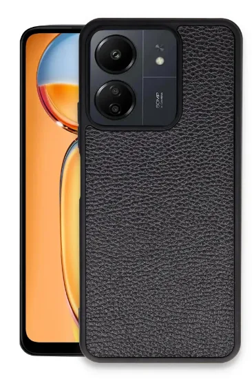 Newface Xiaomi Redmi 13C Kılıf Aras Deri Kapak - Siyah resmi