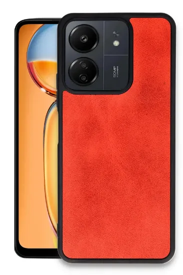 Newface Xiaomi Redmi 13C Kılıf Aras Deri Kapak - Kırmızı resmi