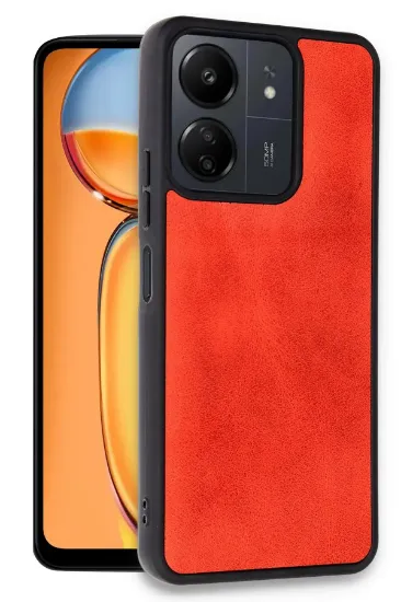Newface Xiaomi Redmi 13C Kılıf Aras Deri Kapak - Kırmızı resmi