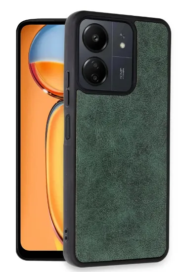 Newface Xiaomi Redmi 13C Kılıf Aras Deri Kapak - Koyu Yeşil resmi