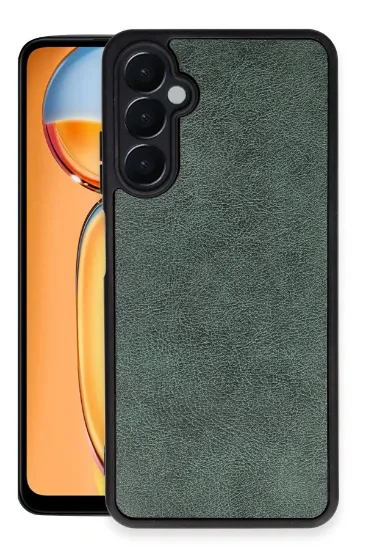 Newface Samsung Galaxy M15 Kılıf Aras Deri Kapak - Koyu Yeşil resmi