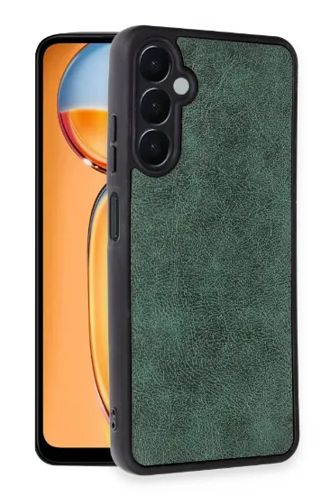 Newface Samsung Galaxy M15 Kılıf Aras Deri Kapak - Koyu Yeşil resmi