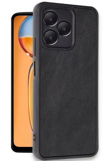 Newface Realme Note 50 4G Kılıf Aras Deri Kapak - Siyah resmi