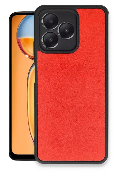Newface Realme Note 50 4G Kılıf Aras Deri Kapak - Kırmızı resmi