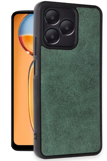 Newface Realme Note 50 4G Kılıf Aras Deri Kapak - Koyu Yeşil resmi