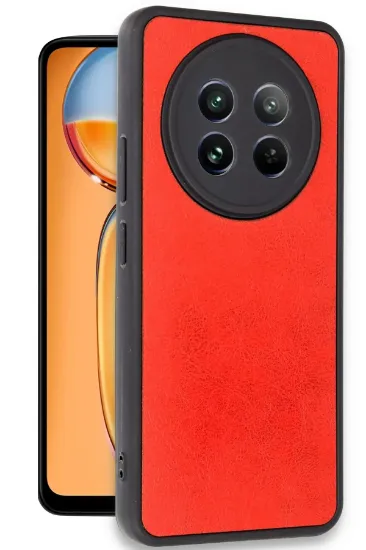 Newface Realme 12 5G Kılıf Aras Deri Kapak - Kırmızı resmi
