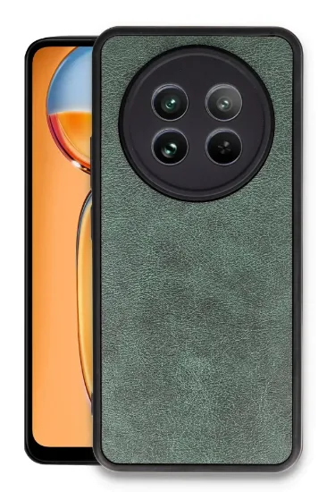 Newface Realme 12 5G Kılıf Aras Deri Kapak - Koyu Yeşil resmi