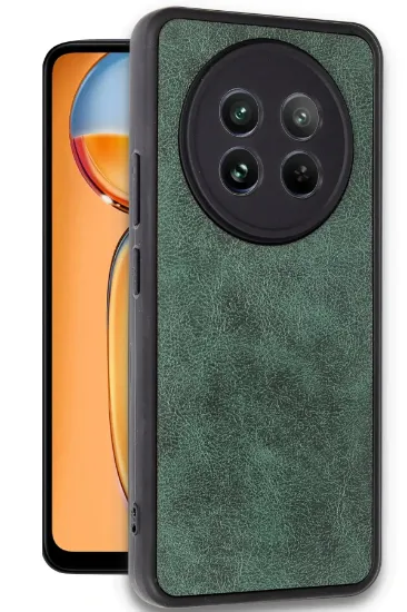 Newface Realme 12 5G Kılıf Aras Deri Kapak - Koyu Yeşil resmi