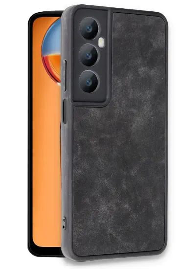 Newface Realme C65 Kılıf Aras Deri Kapak - Siyah resmi