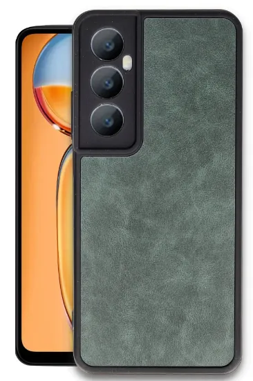 Newface Realme C65 Kılıf Aras Deri Kapak - Koyu Yeşil resmi