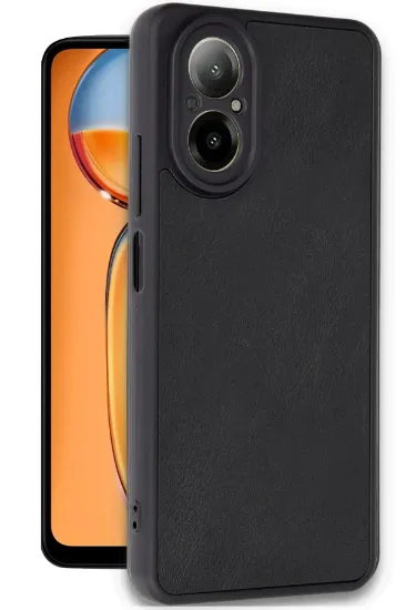 Newface Realme 12 Lite Kılıf Aras Deri Kapak - Siyah resmi