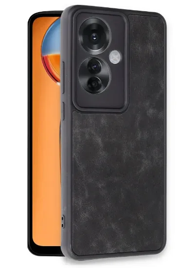 Newface Oppo Reno 11F Kılıf Aras Deri Kapak - Siyah resmi