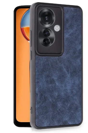 Newface Oppo Reno 11F Kılıf Aras Deri Kapak - Lacivert resmi