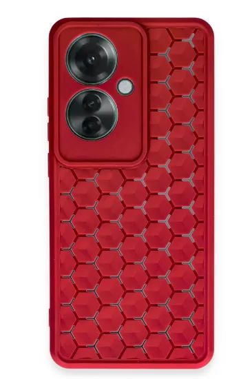 Newface Oppo Reno 11F Kılıf Petek Silikon Kapak - Kırmızı resmi
