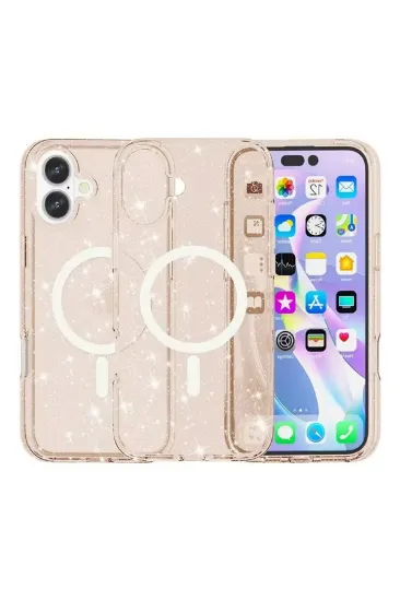 Newface iPhone 16 Kılıf Glow Magsafe Kapak - Turuncu resmi