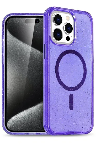 Newface iPhone 16 Pro Max Kılıf Glow Magsafe Kapak - Mor resmi