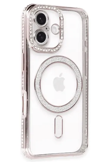 Newface iPhone 16 Kılıf Joke Simli Magneticsafe Kılıf - Pembe resmi