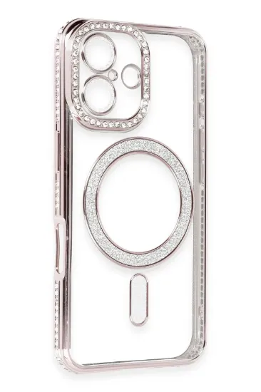 Newface iPhone 16 Kılıf Joke Simli Magneticsafe Kılıf - Pembe resmi