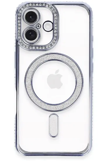 Newface iPhone 16 Plus Kılıf Joke Simli Magneticsafe Kılıf - Mavi resmi