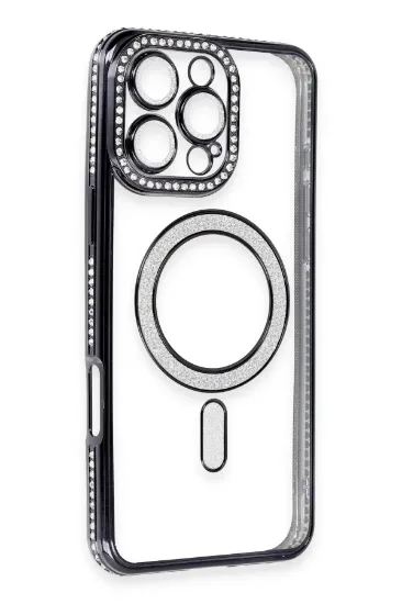 Newface iPhone 16 Pro Kılıf Joke Simli Magneticsafe Kılıf - Gri resmi