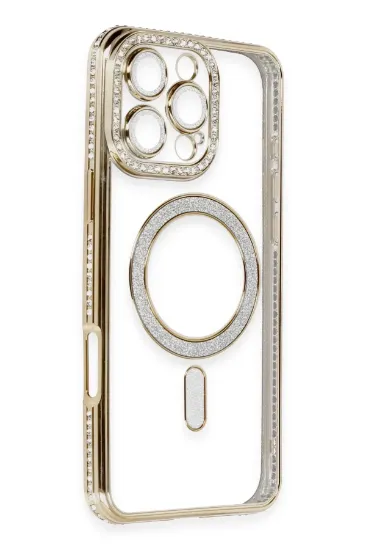 Newface iPhone 16 Pro Max Kılıf Joke Simli Magneticsafe Kılıf - Gold resmi