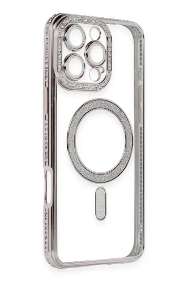Newface iPhone 16 Pro Max Kılıf Joke Simli Magneticsafe Kılıf - Pembe resmi