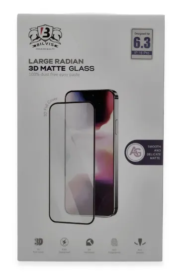 Newface iPhone 16 Pro Max Bilvis 3D Mat Cam Ekran Koruyucu resmi
