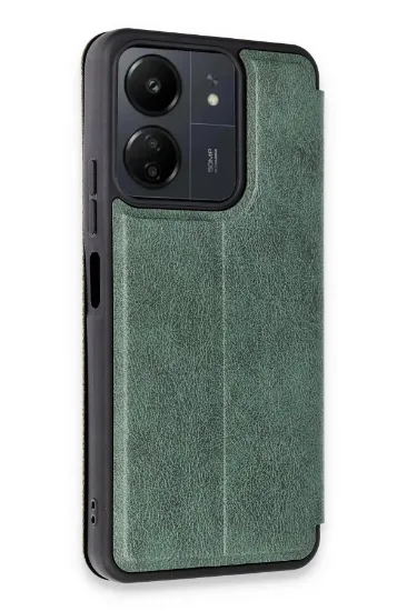 Newface Xiaomi Redmi 13C Kılıf Flip Cover - Koyu Yeşil resmi