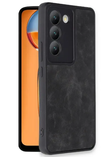 Newface Vivo V30 Lite 4G Kılıf Aras Deri Kapak - Siyah resmi