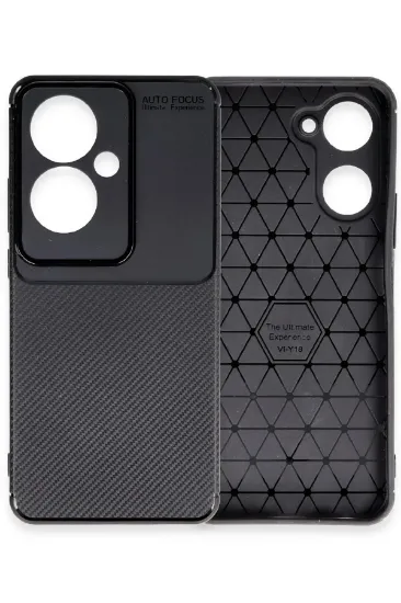 Newface Oppo Reno 11F Kılıf Auto Focus Karbon Kapak - Siyah resmi