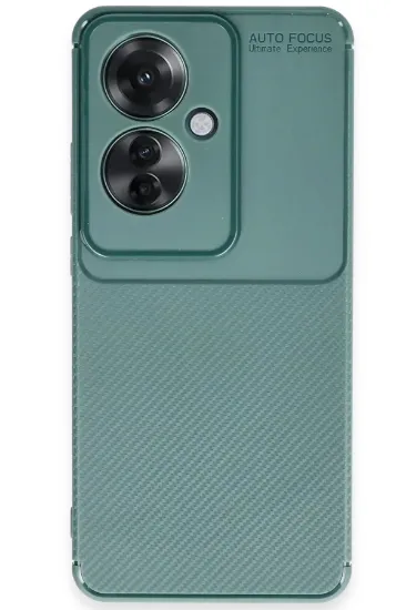 Newface Oppo Reno 11F Kılıf Auto Focus Karbon Kapak - Koyu Yeşil resmi