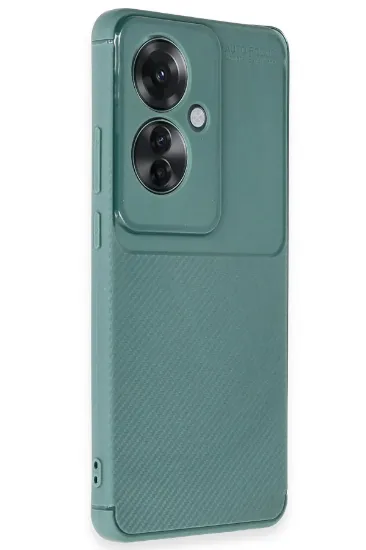 Newface Oppo Reno 11F Kılıf Auto Focus Karbon Kapak - Koyu Yeşil resmi