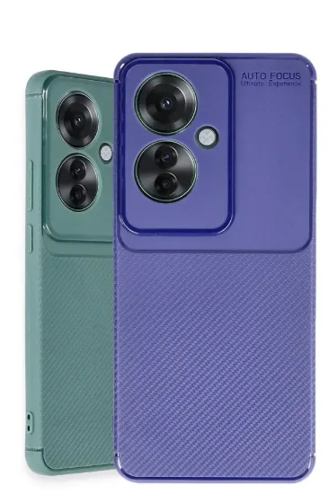 Newface Oppo Reno 11F Kılıf Auto Focus Karbon Kapak - Koyu Yeşil resmi