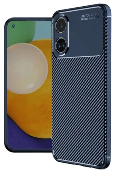 Newface Oppo A38 Kılıf Auto Focus Karbon Kapak - Lacivert resmi