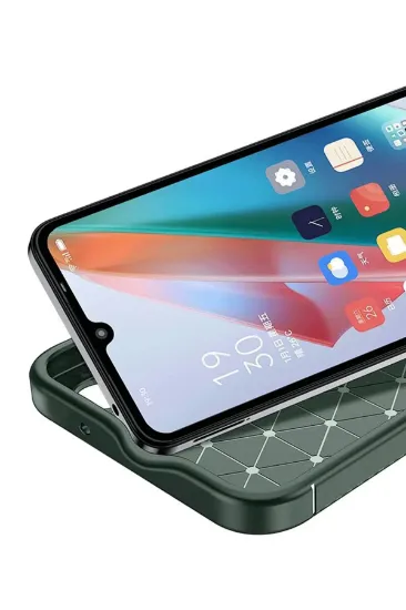Newface Oppo A38 Kılıf Auto Focus Karbon Kapak - Koyu Yeşil resmi