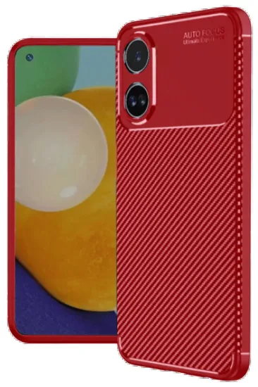 Newface Oppo A38 Kılıf Auto Focus Karbon Kapak - Kırmızı resmi