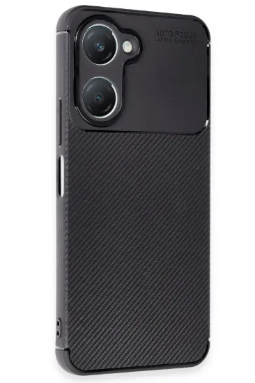 Newface Vivo Y18 Kılıf Auto Focus Karbon Kapak - Siyah resmi