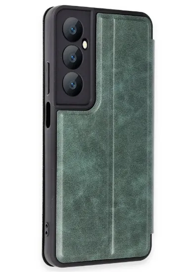 Newface Realme C65 Kılıf Flip Cover - Koyu Yeşil resmi
