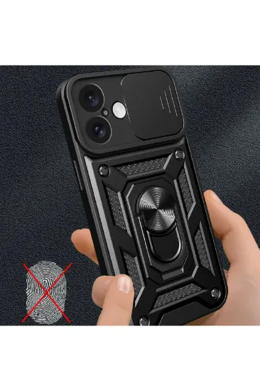 Newface iPhone 16 Kılıf Pars Lens Yüzüklü Silikon - Gold resmi