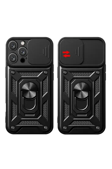 Newface iPhone 16 Pro Kılıf Pars Lens Yüzüklü Silikon - Lacivert resmi