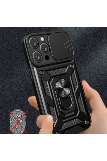 Newface iPhone 16 Pro Kılıf Pars Lens Yüzüklü Silikon - Lacivert resmi