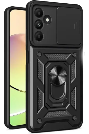 Newface Samsung Galaxy M15 Kılıf Pars Lens Yüzüklü Silikon - Siyah resmi