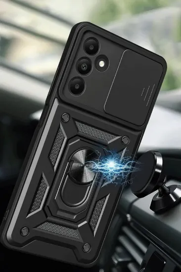 Newface Samsung Galaxy M15 Kılıf Pars Lens Yüzüklü Silikon - Siyah resmi