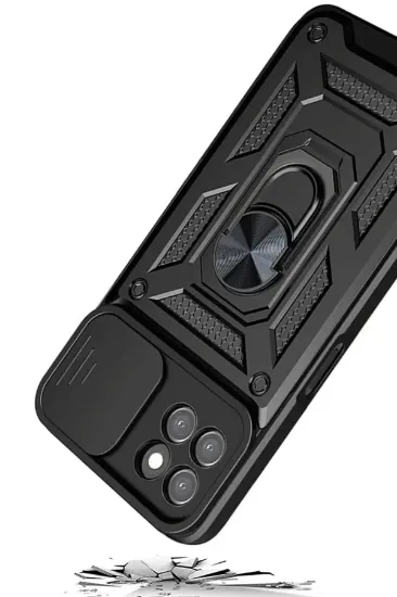 Newface Samsung Galaxy M15 Kılıf Pars Lens Yüzüklü Silikon - Siyah resmi